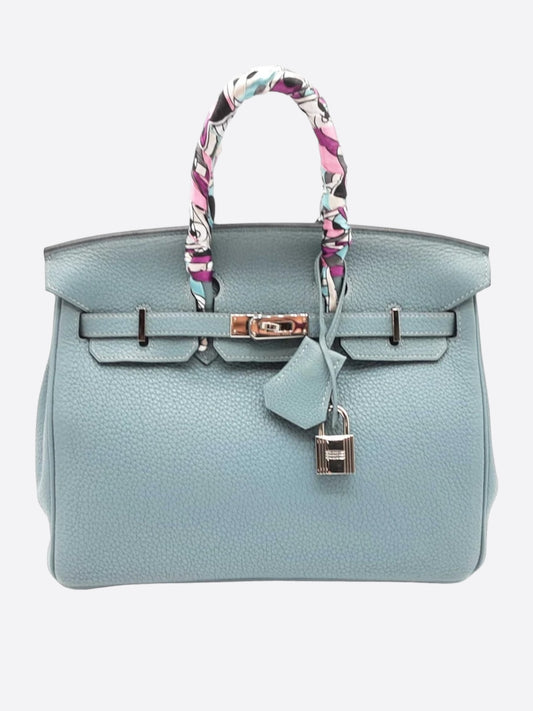 Hermes Blue Ciel Clemence Birkin 25