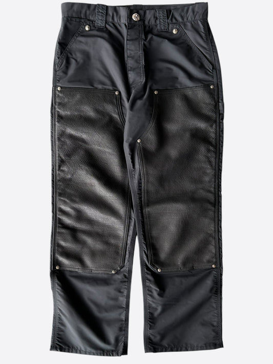 Chrome Hearts Black Nylon & Leather Carpenter Pants