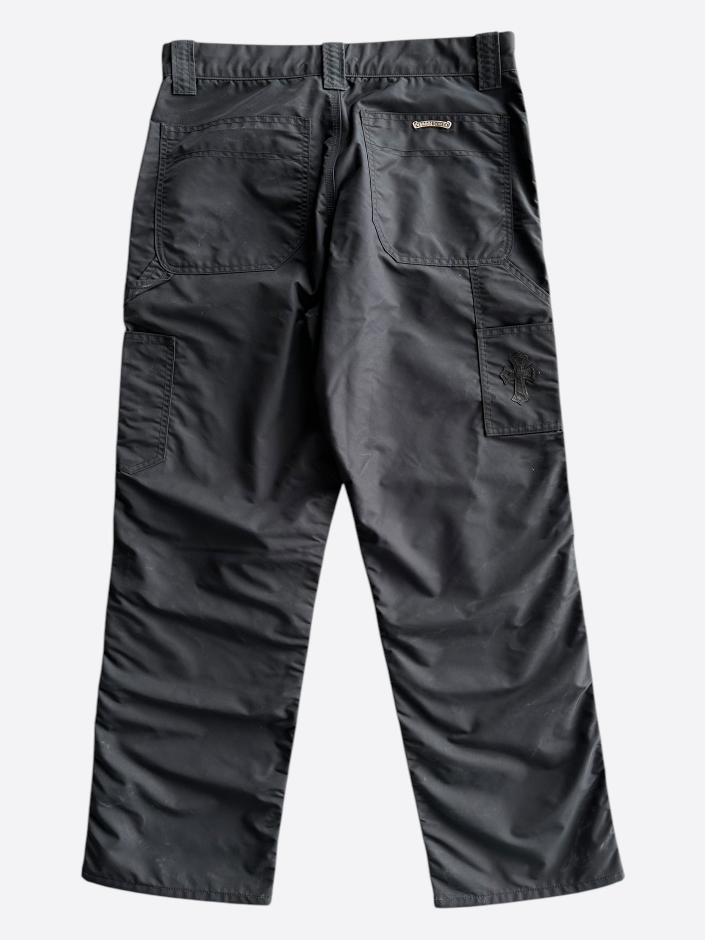 Chrome Hearts Black Nylon & Leather Carpenter Pants