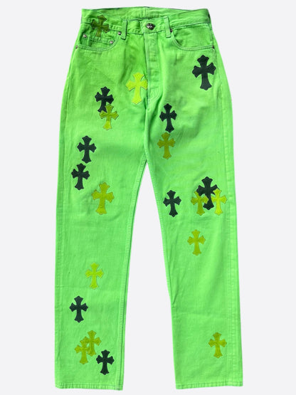 Chrome Hearts Levi's Green & Black Cross Patch Jeans