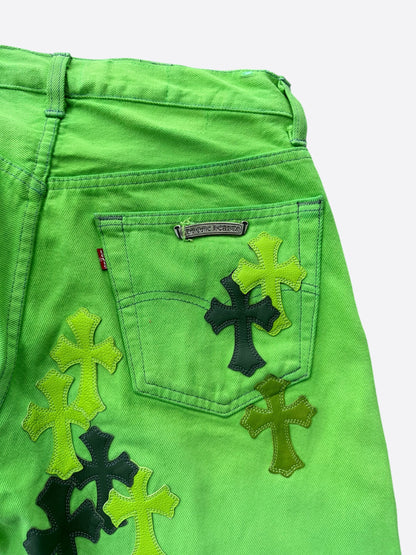 Chrome Hearts Levi's Green & Black Cross Patch Jeans