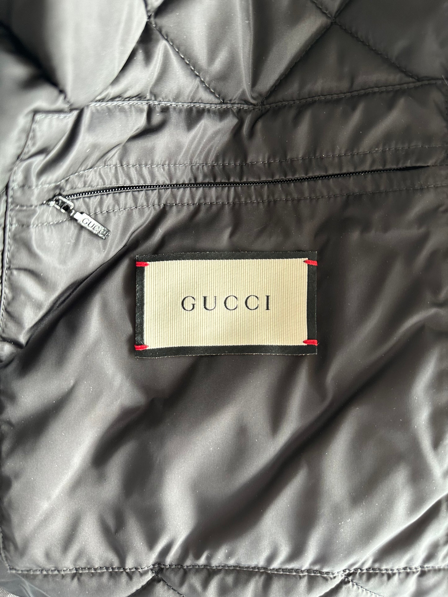 Gucci Green & Red GG Monogram Long Puffer Jacket