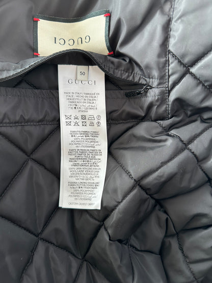 Gucci Green & Red GG Monogram Long Puffer Jacket