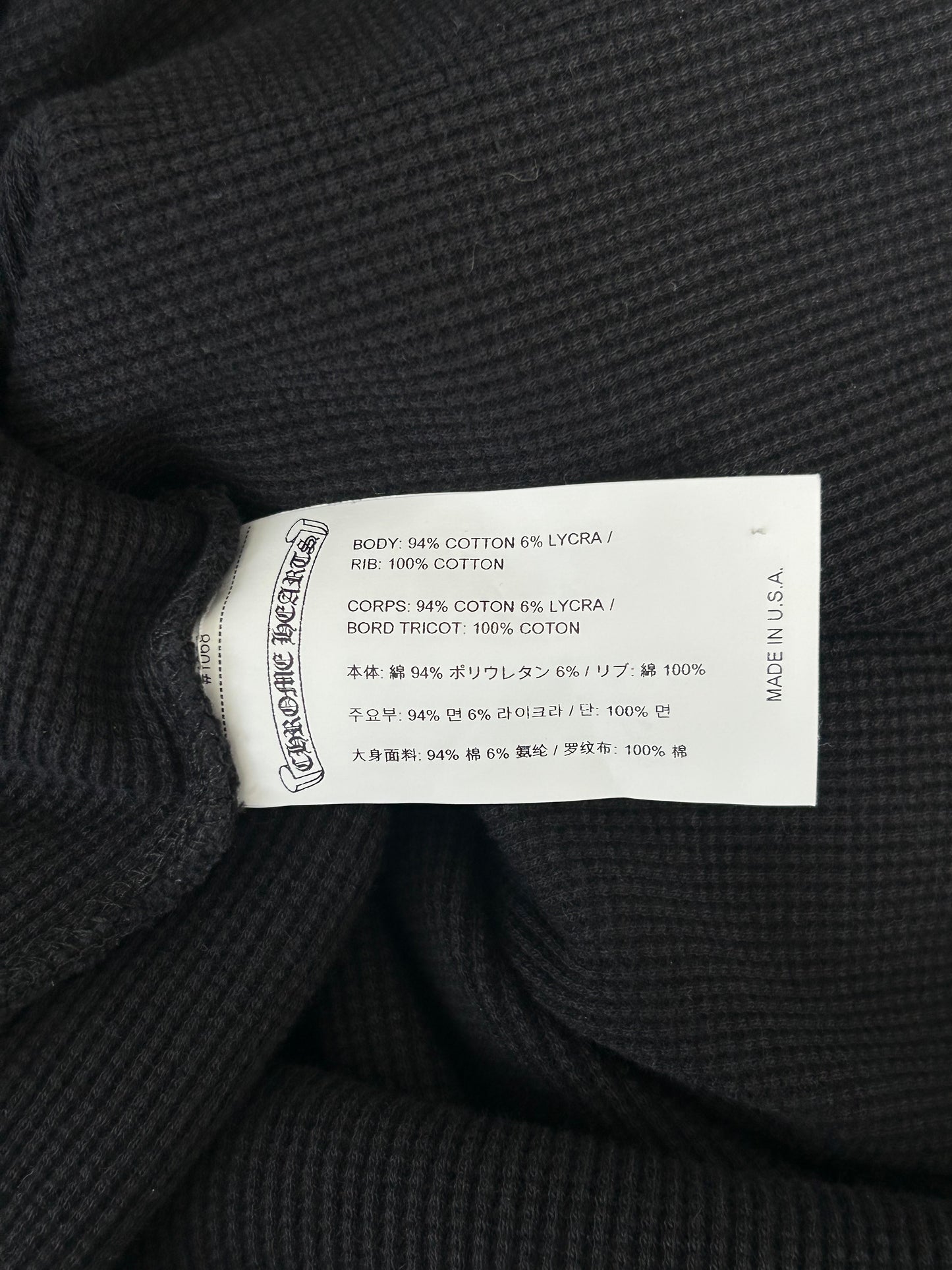 Chrome Hearts Black & White CH Embroidered Logo Waffle Knit Hoodie