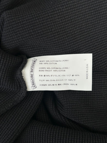Chrome Hearts Black & White CH Embroidered Logo Waffle Knit Hoodie