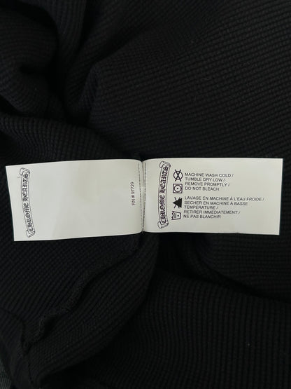 Chrome Hearts Black & White CH Embroidered Logo Waffle Knit Hoodie