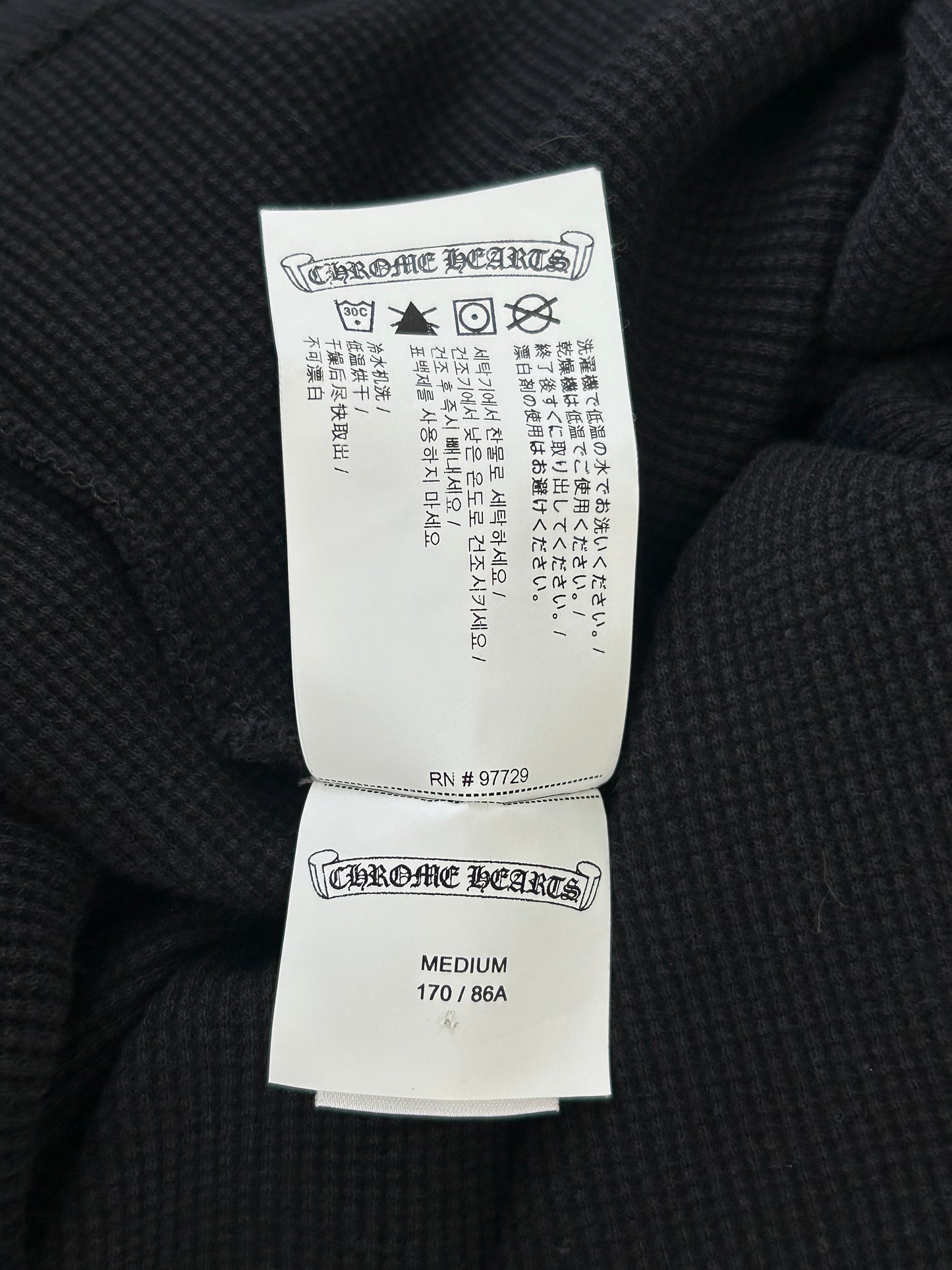 Chrome Hearts Black & White CH Embroidered Logo Waffle Knit Hoodie