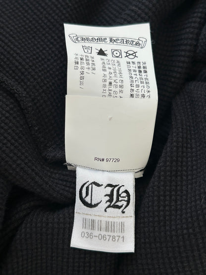 Chrome Hearts Black & White CH Embroidered Logo Waffle Knit Hoodie