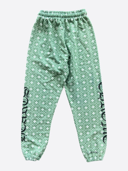 Chrome Hearts Green, White & Black Horseshoe Logo Cross Jacquard Sweatpants
