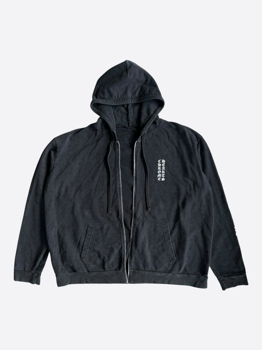 Chrome Hearts Black & White Cross Jacquard Horseshoe Logo Zip Up Hoodie