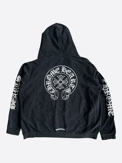 Chrome Hearts Black & White Cross Jacquard Horseshoe Logo Zip Up Hoodie