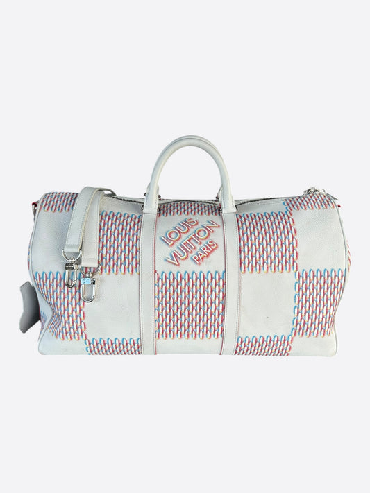 Louis Vuitton White Damier Spray Keepall 50