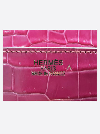 Hermes Pink Fucshia Shiny Porous Crocodile Birkin 35