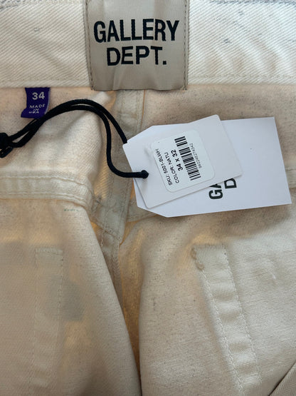 Gallery Dept Beige Paint Splatter Distressed Carpenter Pants