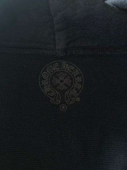 Chrome Hearts Black & White Horseshoe Logo Thermal Zip Up Hoodie