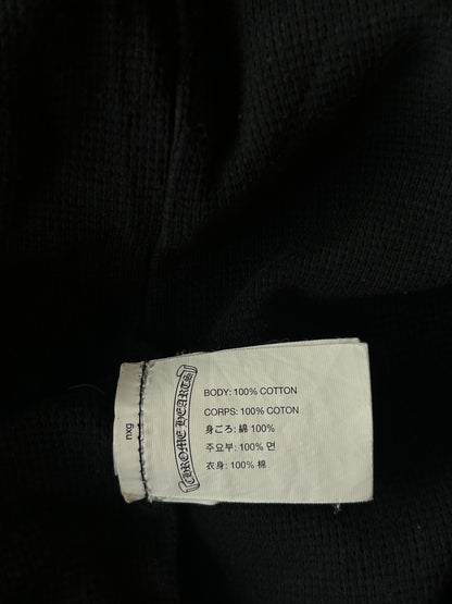 Chrome Hearts Black & White Horseshoe Logo Thermal Zip Up Hoodie
