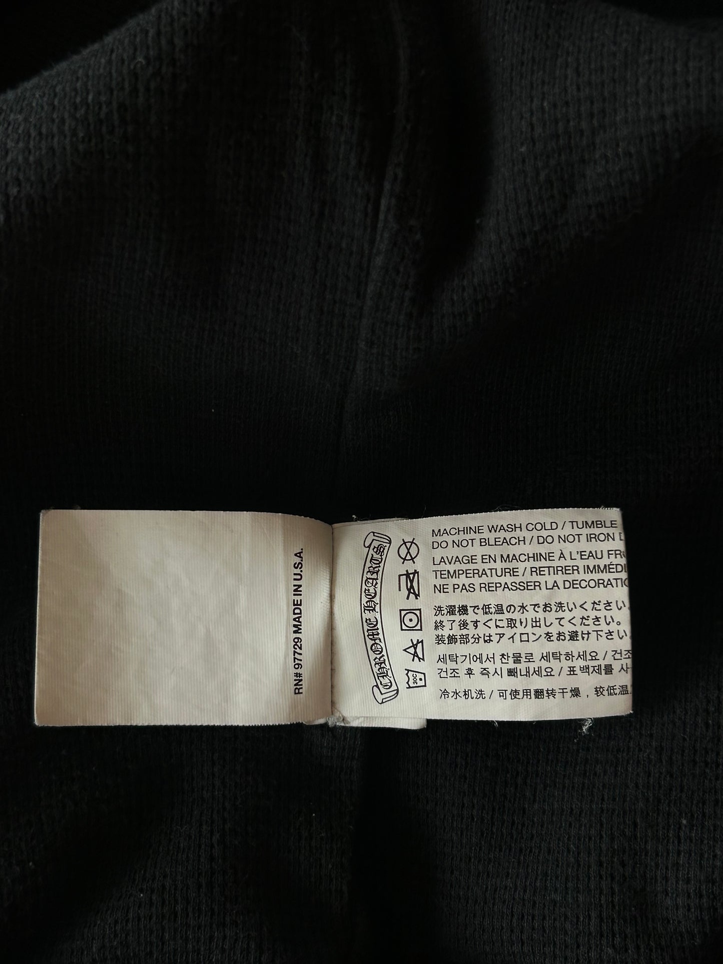 Chrome Hearts Black & White Horseshoe Logo Thermal Zip Up Hoodie
