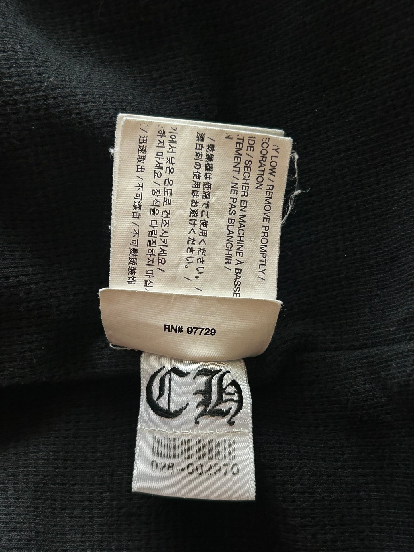 Chrome Hearts Black & White Horseshoe Logo Thermal Zip Up Hoodie