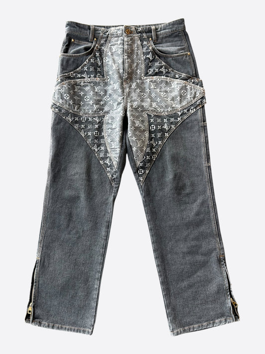 Louis Vuitton Grey Flower Monogram Jeans