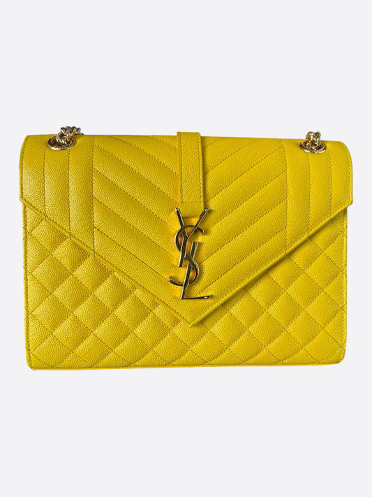 Saint Laurent Yellow Leather Envelope Chain Bag
