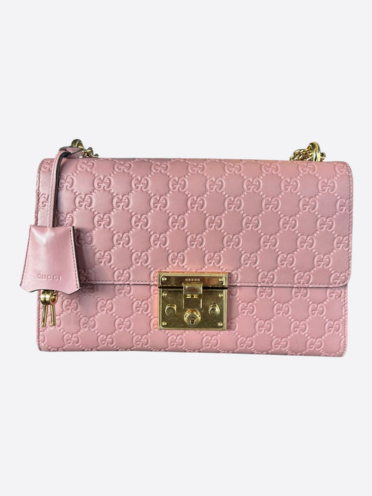Gucci Pink Embossed GG Monogram Medium Shoulder Bag