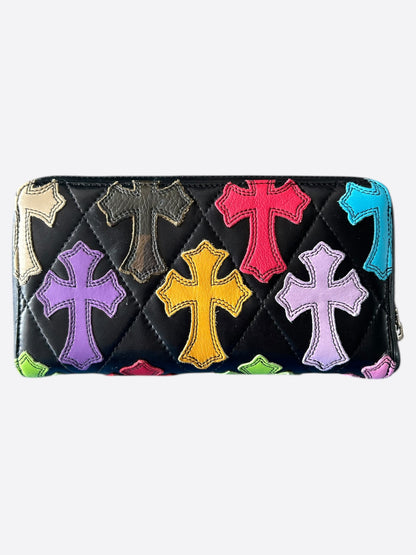 Chrome Hearts Black Multicolor Cross Patch Wallet