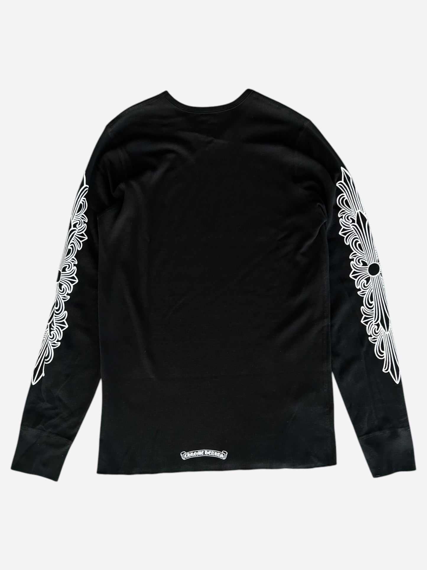 Chrome Hearts Black & White Horseshoe Logo Thermal Longsleeve T-Shirt