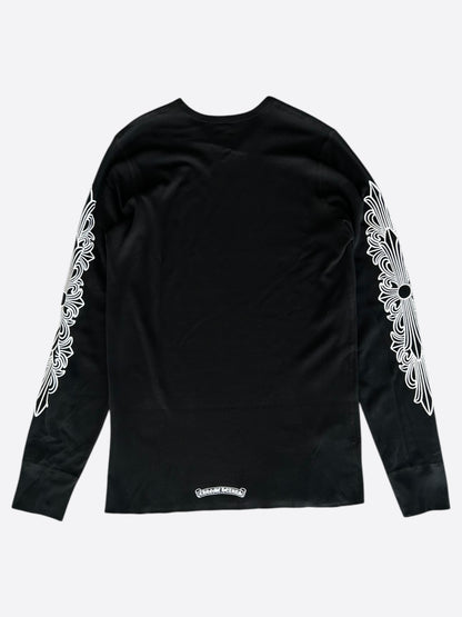 Chrome Hearts Black & White Horseshoe Logo Thermal Longsleeve T-Shirt