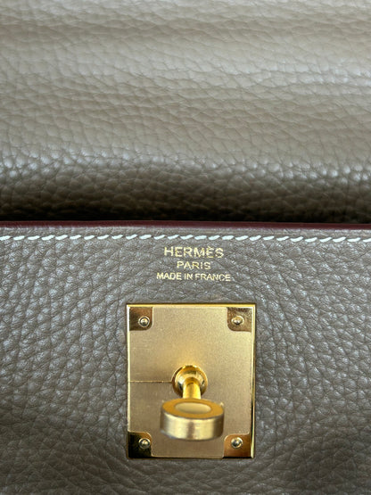 Hermes Etoupe Togo & Gold Hardware Kelly 28