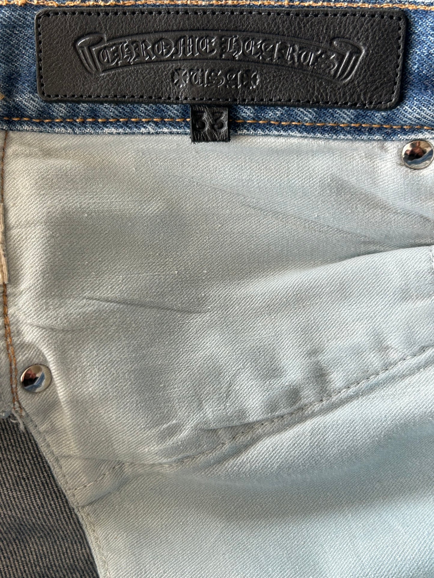 Chrome Hearts Levi's Blue & Black Cross Patch Jeans
