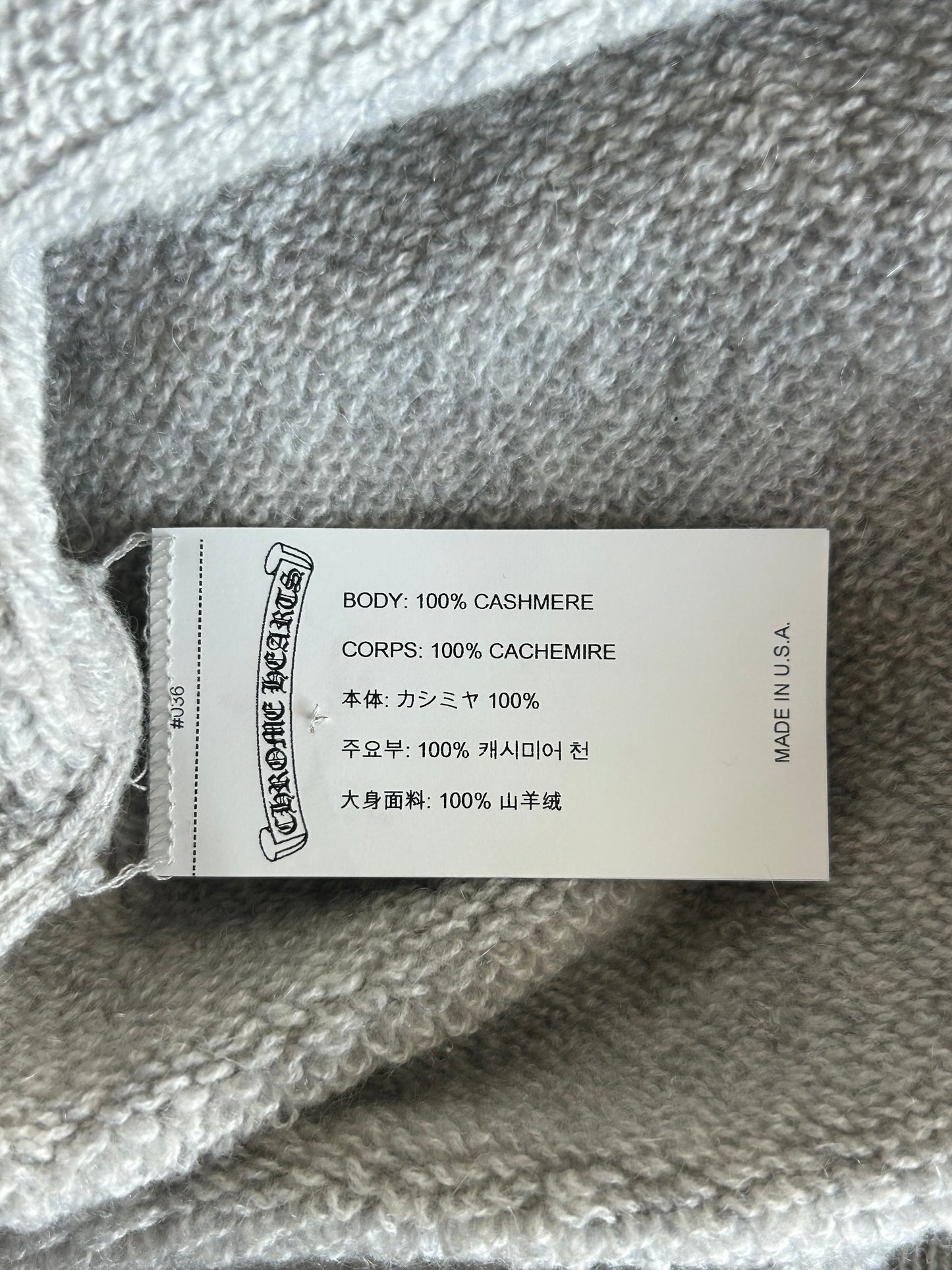 Chrome Hearts Grey & Black Embroidered Cashmere Sweater