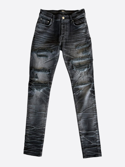Amiri Faded Black Patch Thrasher Jeans