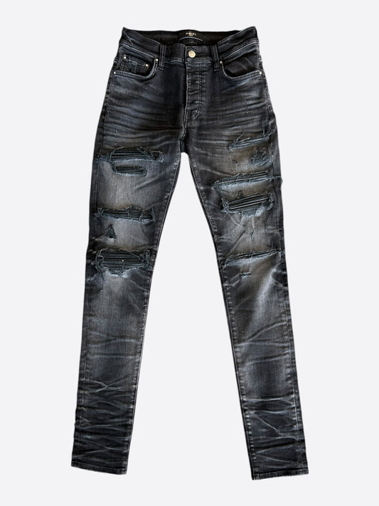 Amiri Faded Black Patch Thrasher Jeans