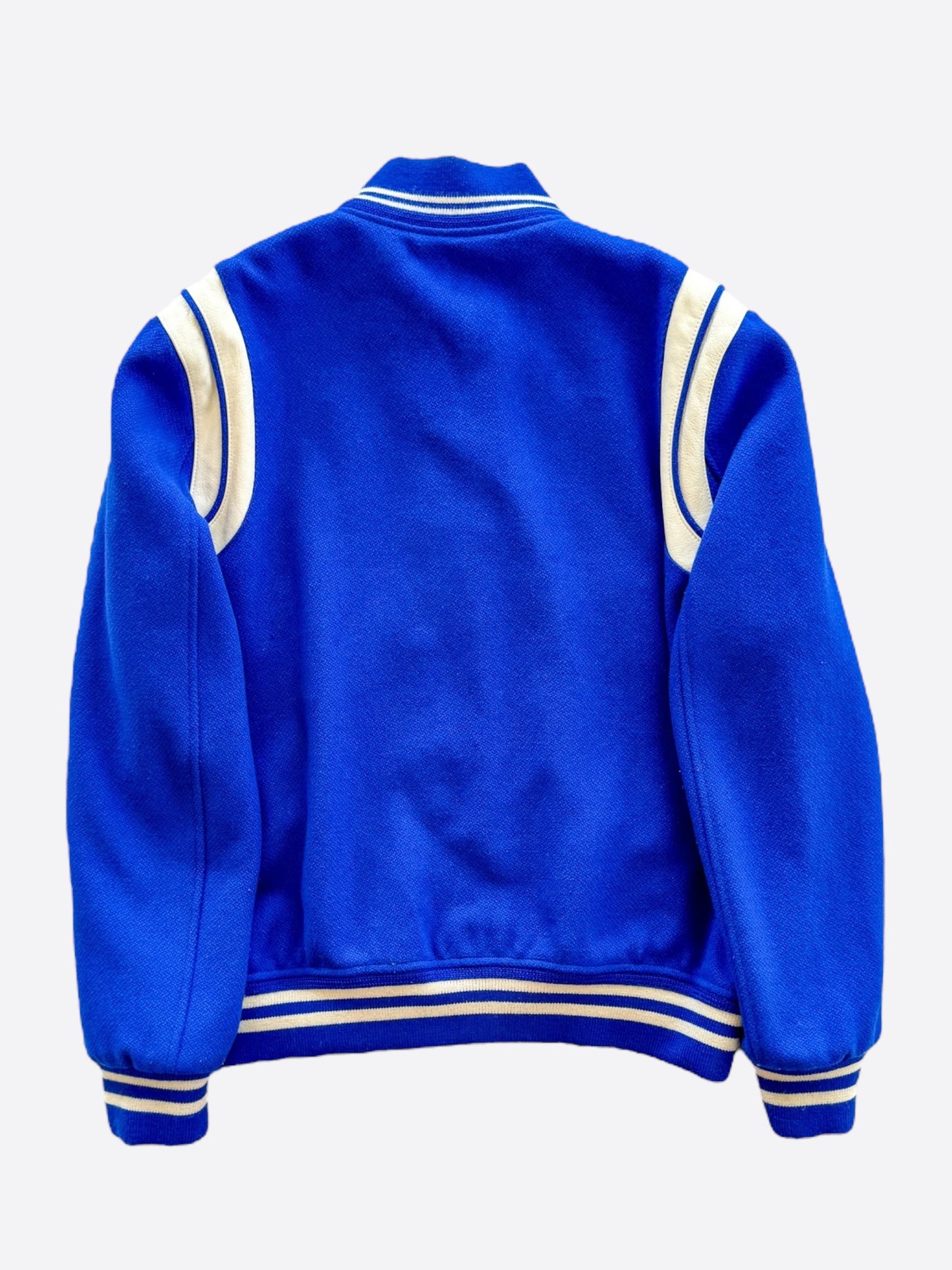 Saint Laurent Blue & White Wool Teddy Jacket