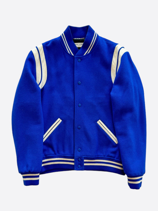 Saint Laurent Blue & White Wool Teddy Jacket