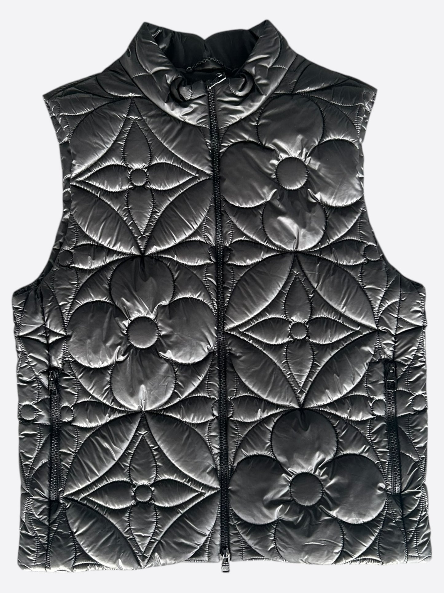 Louis Vuitton Black Flower Monogram Puffer Vest