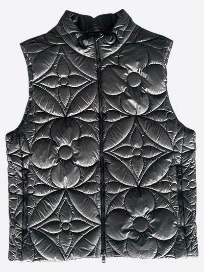 Louis Vuitton Black Flower Monogram Puffer Vest