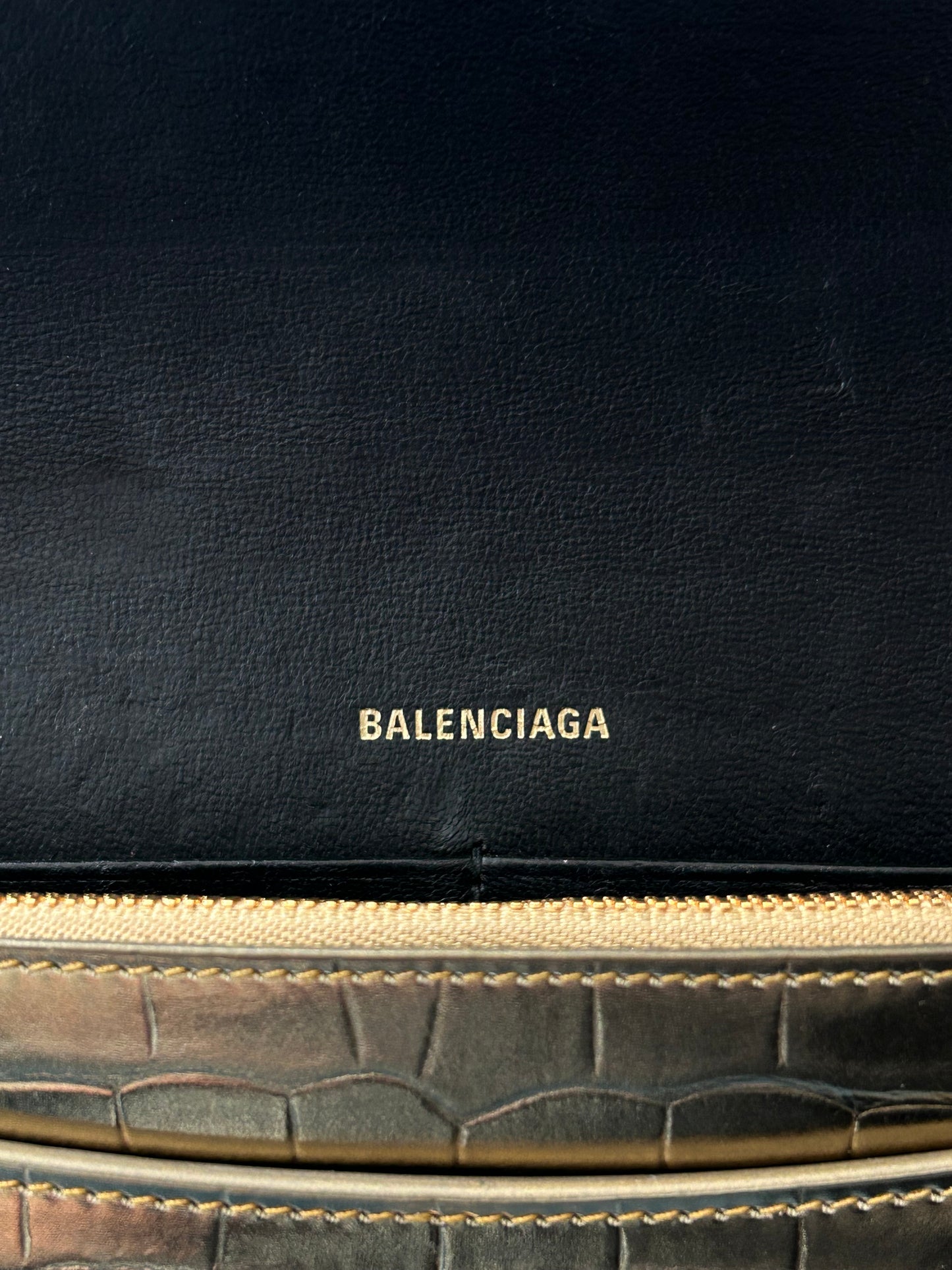 Balenciaga Gold Hourglass Wallet On Chain Bag