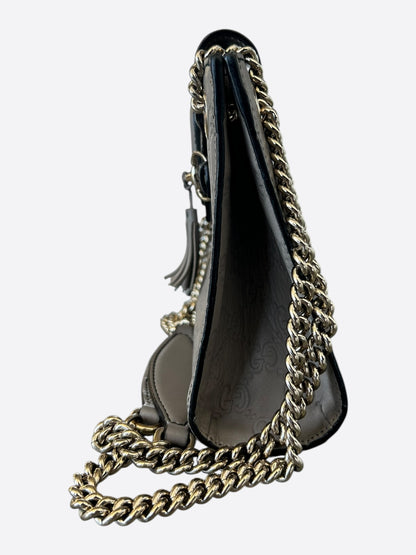 Gucci Grey Embossed GG Monogram Emily Chain Flap Shoulder Bag