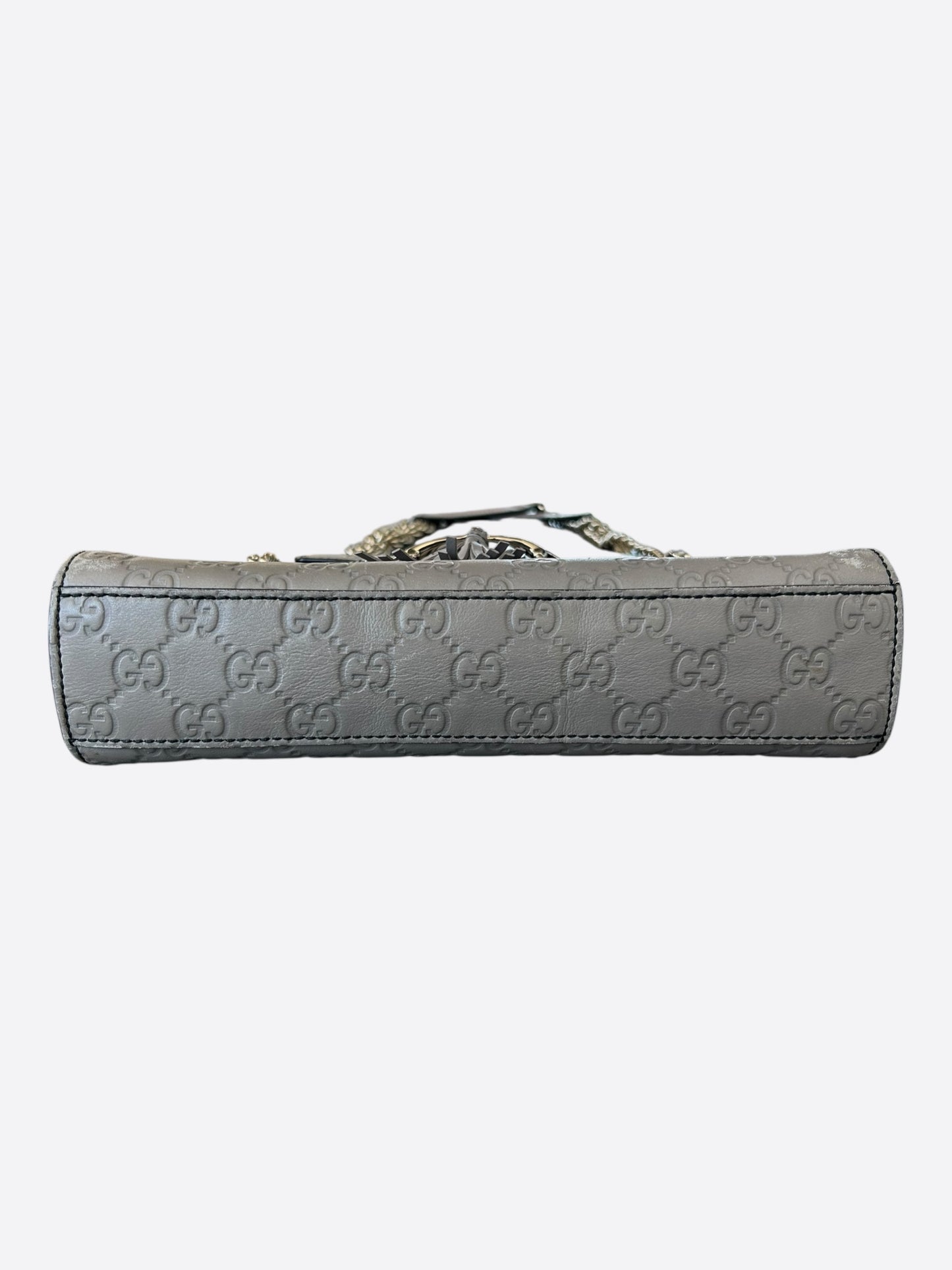 Gucci Grey Embossed GG Monogram Emily Chain Flap Shoulder Bag