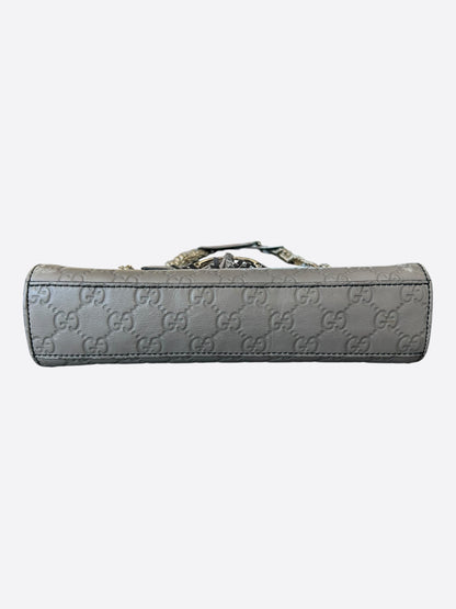 Gucci Grey Embossed GG Monogram Emily Chain Flap Shoulder Bag