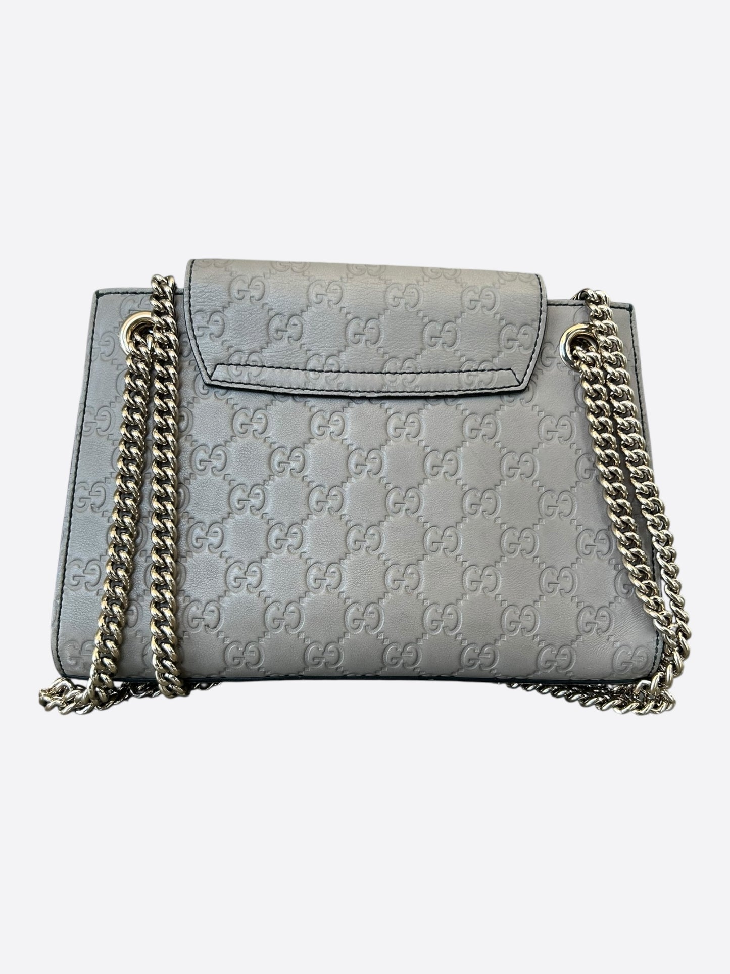 Gucci Grey Embossed GG Monogram Emily Chain Flap Shoulder Bag