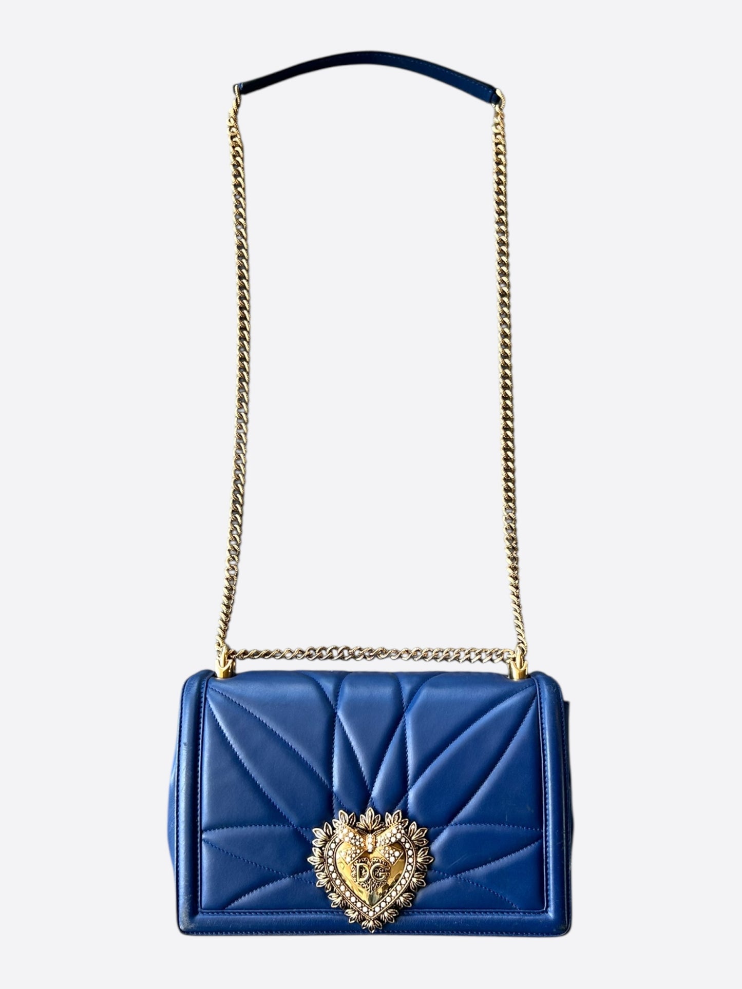 Dolce & Gabbana Blue Quilted Devotion Bag