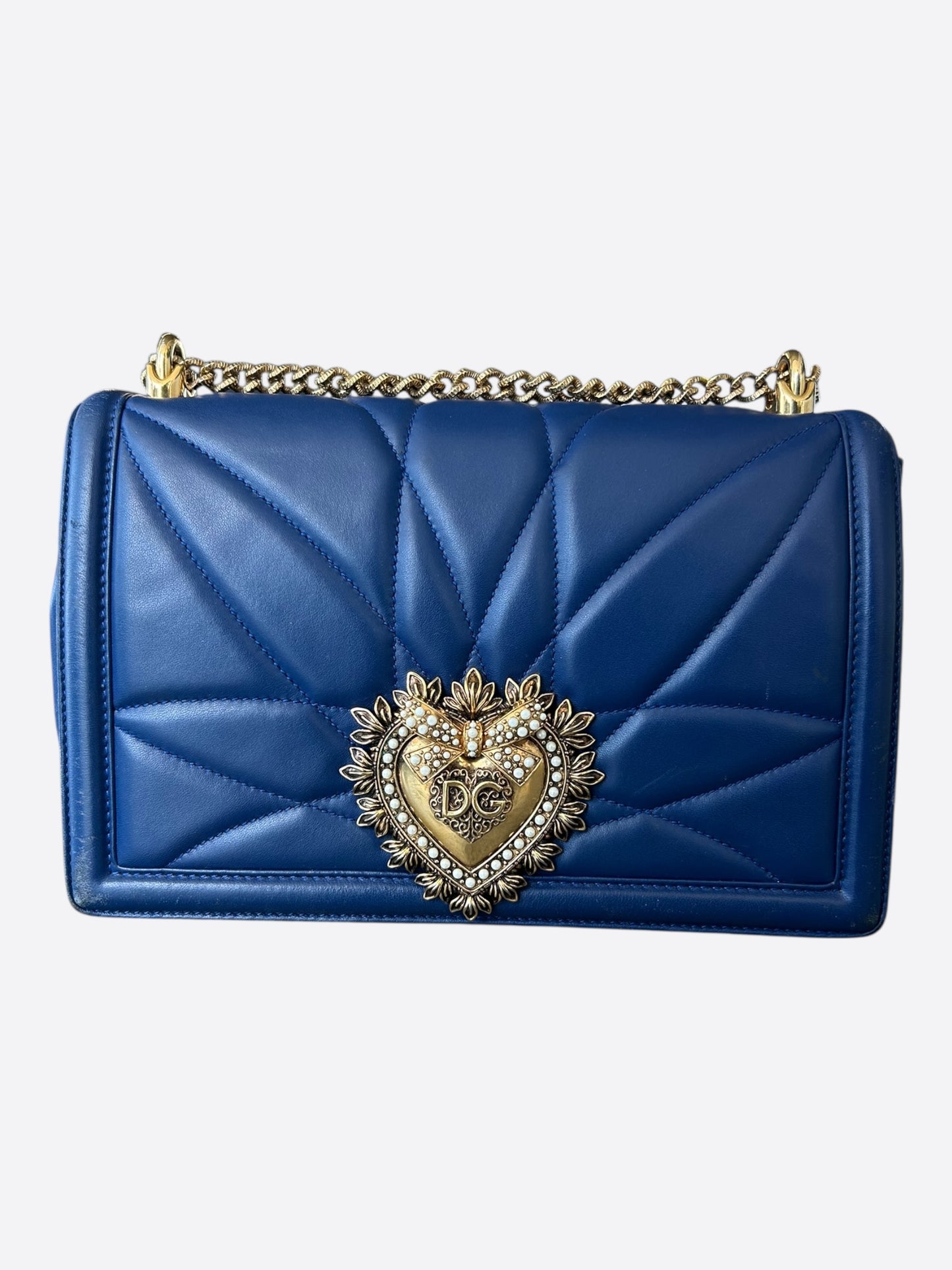 Dolce & Gabbana Blue Quilted Devotion Bag