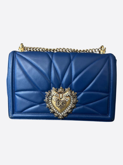 Dolce & Gabbana Blue Quilted Devotion Bag
