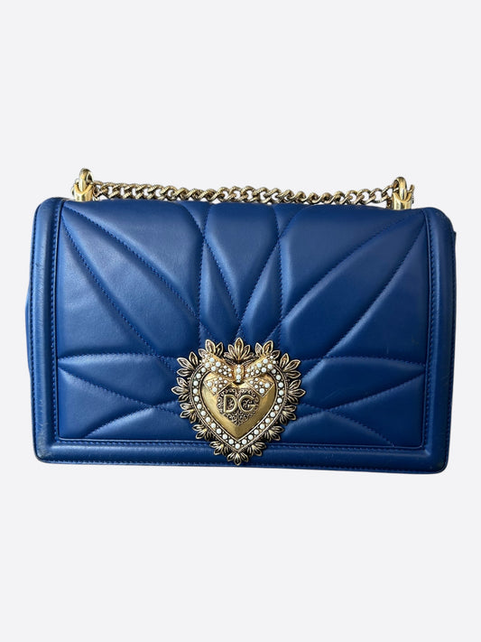 Dolce & Gabbana Blue Quilted Devotion Bag
