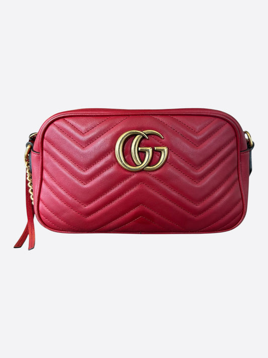 Gucci Red GG Small Marmont Shoulder Bag