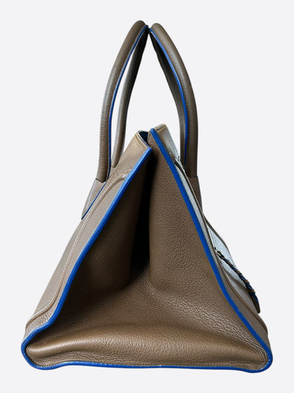 Celine Brown & Blue Luggage Medium Leather Tote Bag