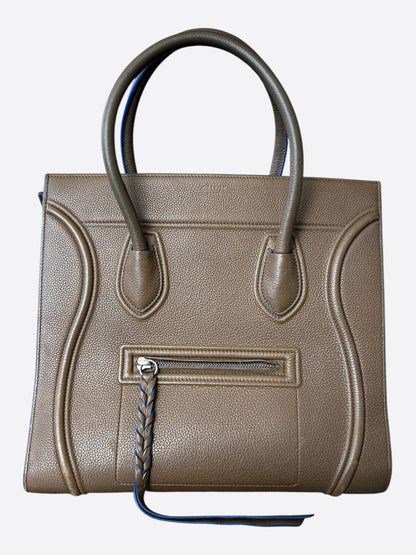 Celine Brown & Blue Luggage Medium Leather Tote Bag