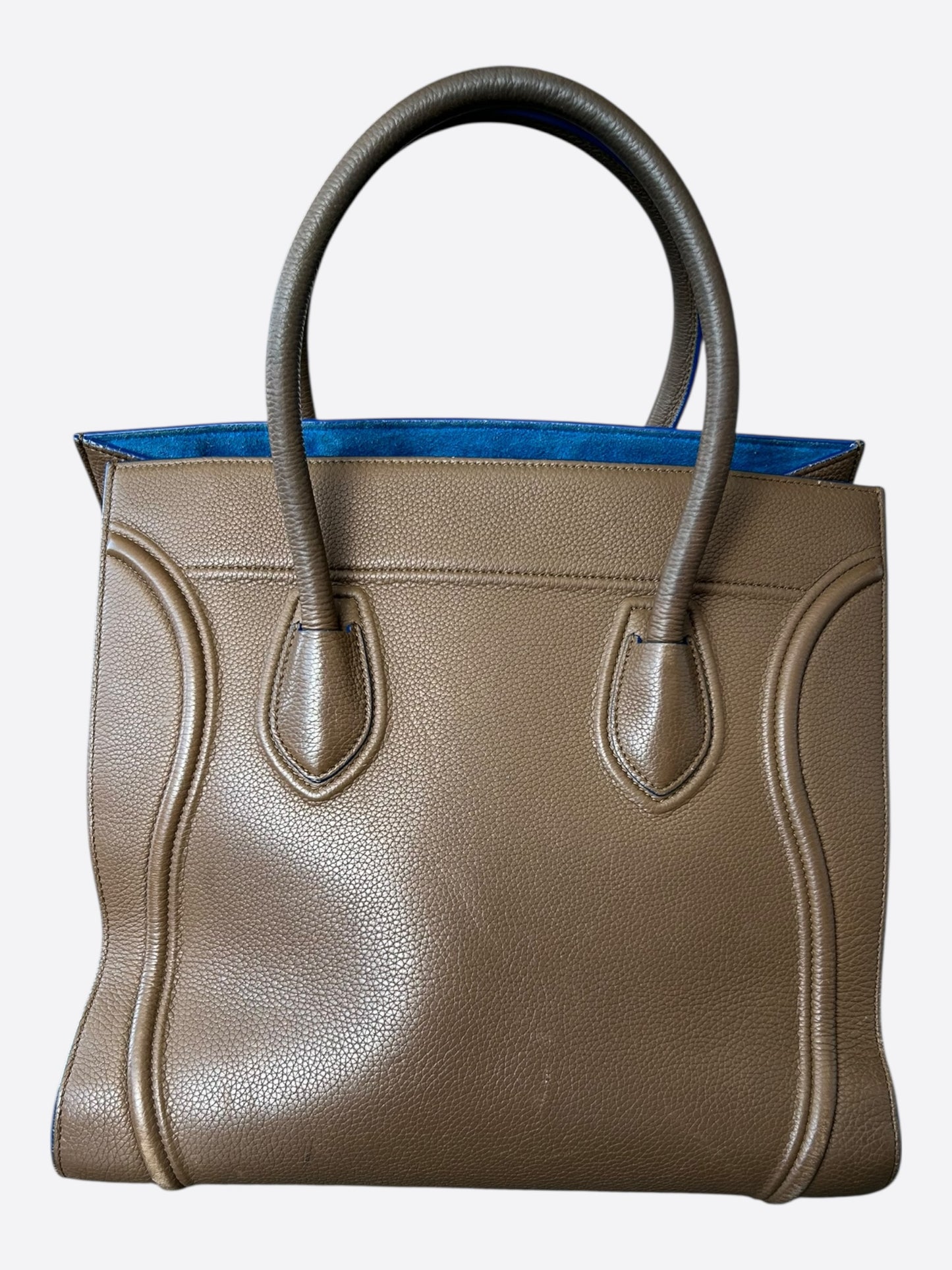 Celine Brown & Blue Luggage Medium Leather Tote Bag